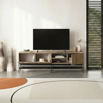 Kenvor Tv-bänk 180 cm - Naturfärgad ek, trä svart, svart - Products - Möbler - TV- & Mediamöbler - TV bänk & mediabänk