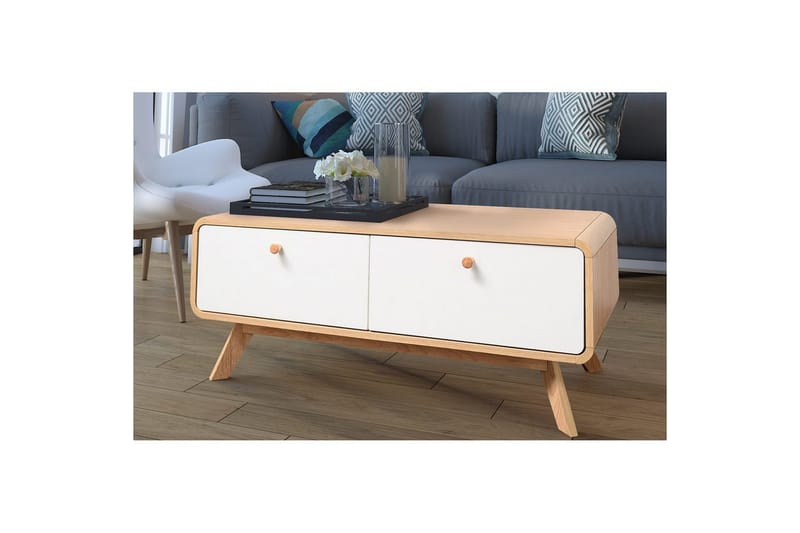 Lowboard Cassie 100x51x40 cm, Ek/Vit - 100x51x40 cm, Ek/Vit - Products - Möbler - TV- & Mediamöbler - TV bänk & mediabänk