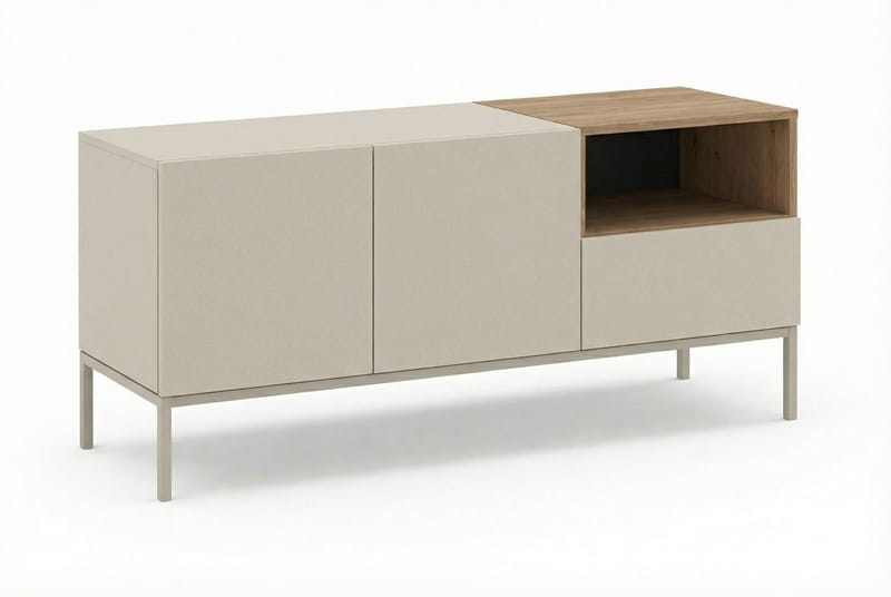 Morlen Tv-Bänk 140 cm - Santstone och naturlig ek - Products - Möbler - TV- & Mediamöbler - TV bänk & mediabänk