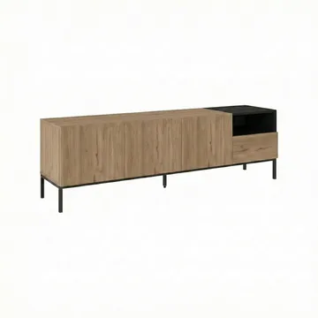 Morlen TV-bänk 180x55x41,8 cm - naturfärgad ek, svart, sandstone - Products - Möbler - TV- & Mediamöbler - TV bänk & mediabänk
