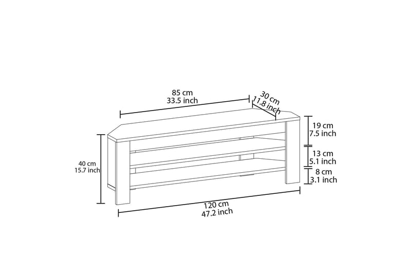 Oderzo Tv-bänk 120 cm - Ek - Products - Möbler - TV- & Mediamöbler - TV bänk & mediabänk