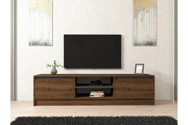 Olca Tv-bänk 180 cm - Valnöt/Antracit - Products - Möbler - TV- & Mediamöbler - TV bänk & mediabänk