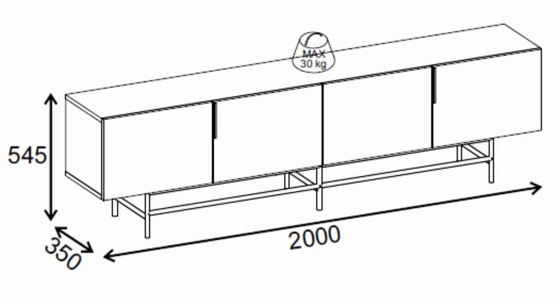 Truvia TV-bänk 200x55x35 cm - naturfärgad ek och svart - Products - Möbler - TV- & Mediamöbler - TV bänk & mediabänk