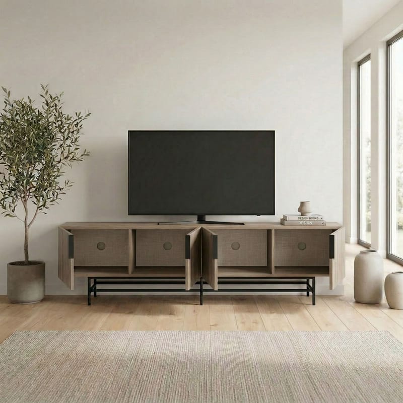 Truvia TV-bänk 200x55x35 cm - naturfärgad ek och svart - Products - Möbler - TV- & Mediamöbler - TV bänk & mediabänk
