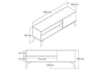 Tv-bänk & mediabänk Reyne Tv-bänk 120 cm Vit - Products - Möbler - TV- & Mediamöbler - TV bänk & mediabänk