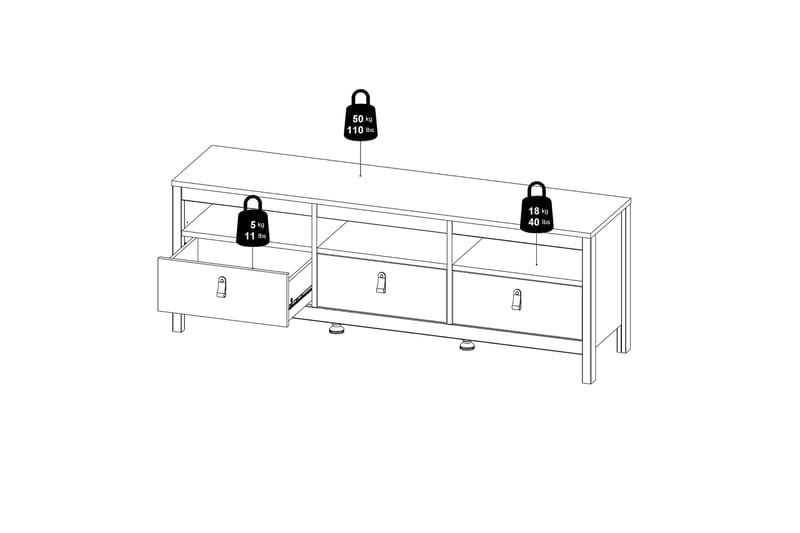 Vallvidera Tv-bänk 151 cm - Svart/Natur - Products - Möbler - TV- & Mediamöbler - TV bänk & mediabänk