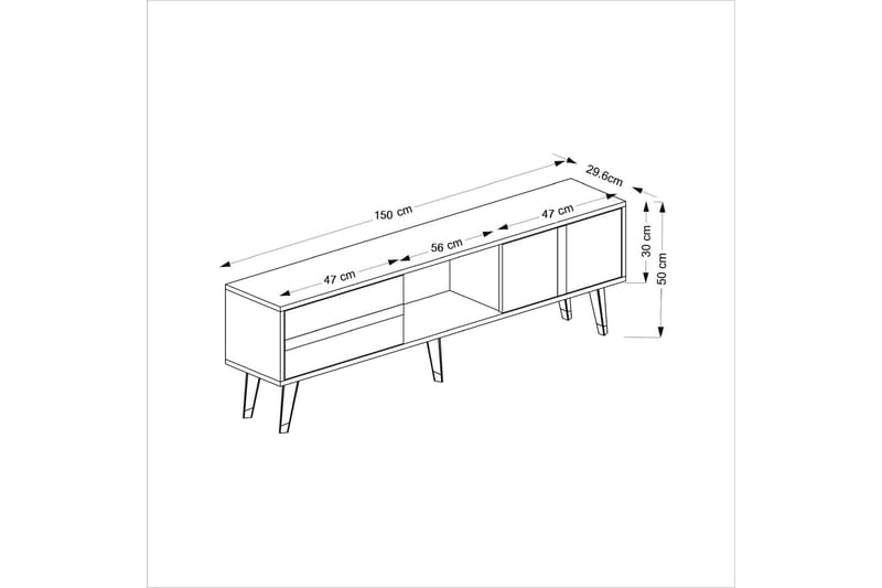 Vania Tv-bänk 150 cm - Silver - Products - Möbler - TV- & Mediamöbler - TV bänk & mediabänk