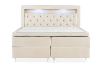 Alessia Komplett Sängpaket med Förvaring LED-belysning 160x200 cm, Biege
