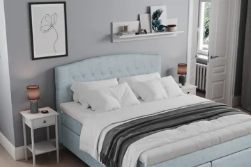 Belda Sängpaket 160x200 Fast - Ljusblå - Products - Möbler - Säng - Kontinentalsäng
