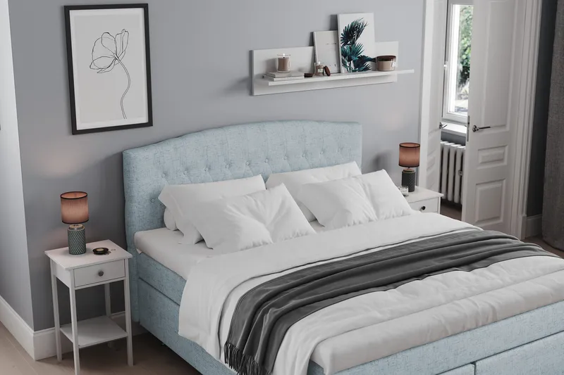 Belda Sängpaket 160x200 Fast/Medium - Ljusblå - Products - Möbler - Säng - Kontinentalsäng