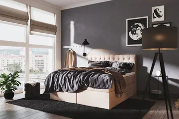 Boxy Box Bed 140x200 cm - Beige - Products - Möbler - Säng - Säng med förvaring