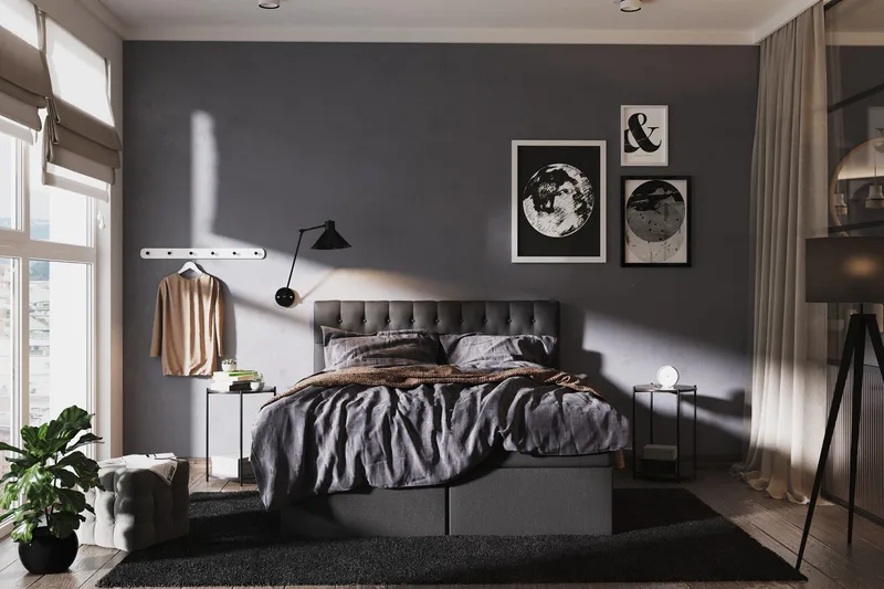 Boxy Komplett Sängpaket Box Bed 120x200 cm - Svart/Grå - Products - Möbler - Säng - Säng med förvaring