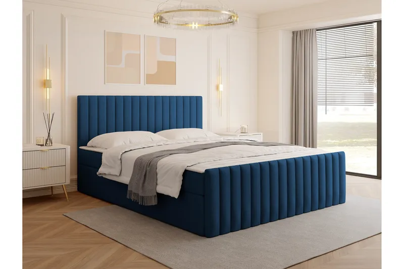Calrosor Sängpaket Kontinentalsäng med Förvaring 140x200 cm - Blå - Products - Möbler - Säng - Komplett sängpaket