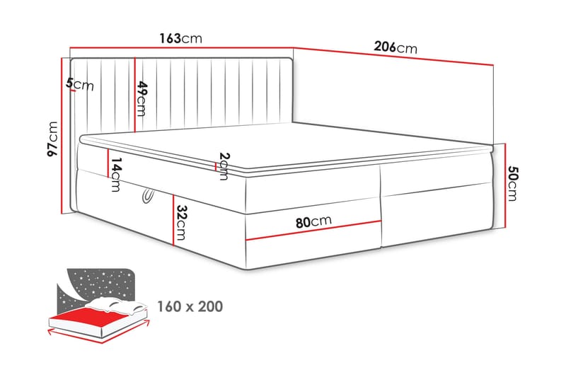 Calrosor Sängpaket Kontinentalsäng med Förvaring 160x200 cm - Svart - Products - Möbler - Säng - Komplett sängpaket