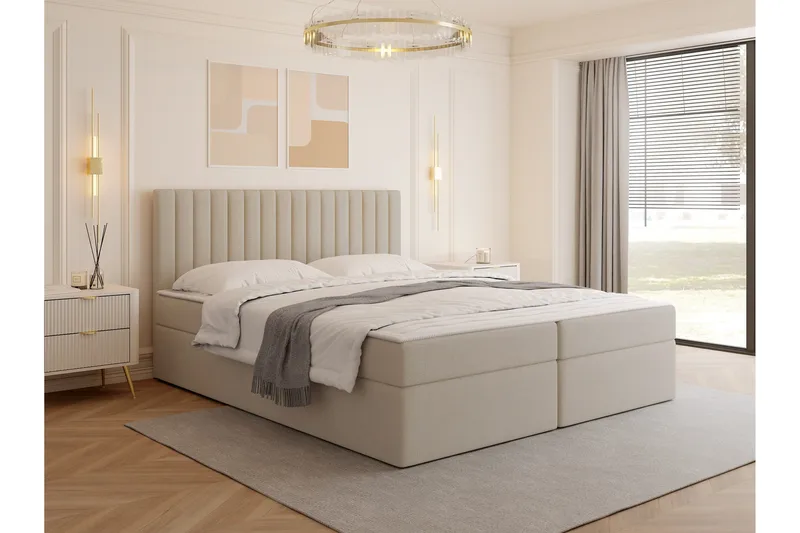 Calrosor Sängpaket Kontinentalsäng med Förvaring 180x200 cm - Beige - Products - Möbler - Säng - Komplett sängpaket