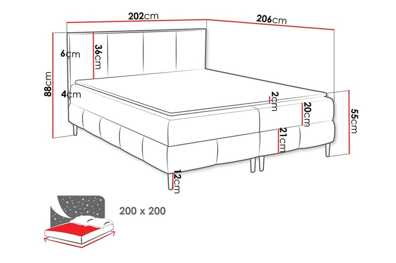 Celestine Förvaringssäng 200x200 cm - Grå - Products - Möbler - Säng - Komplett sängpaket