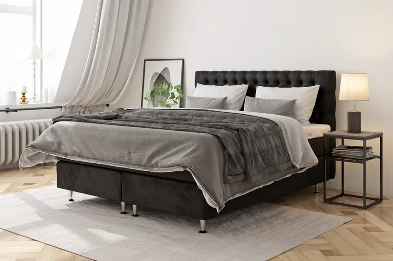 Celine Kontinentalsäng 120x200cm - Svart/Sammet - Products - Möbler - Säng - Kontinentalsäng