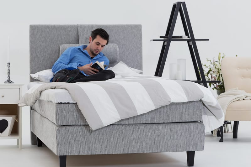 Charleston Kontinentalsäng 120x200 Fast Polyeterskum - Ljusgrå - Products - Möbler - Säng - Enkelsäng