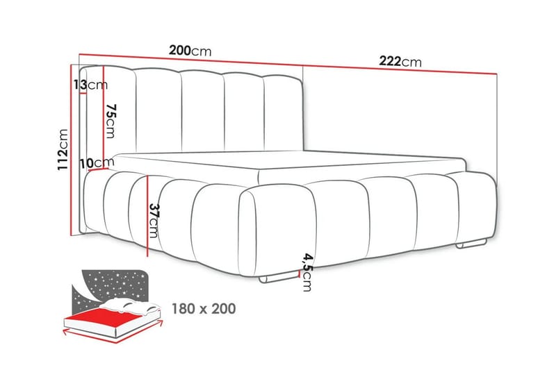 Cleaton Bubblig Sängram 180x200 cm med Förvaring HVILA Resårmadrass och Bäddmadrass i Latex med Tvättbar klädsel - Beige/Vit - Products - Möbler - Säng - Komplett sängpaket