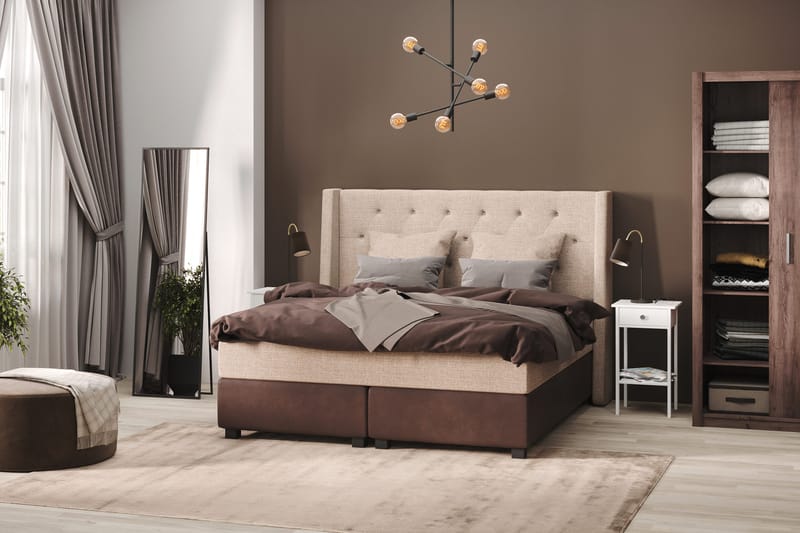 Cuba Sängpaket 140x200 med Två Beiga Kuddar - (+Fler val) Beige/Brun - Products - Möbler - Säng - Kontinentalsäng