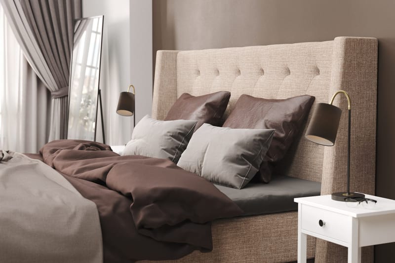 Cuba Sängpaket 140x200 med Två Bruna Kuddar - (+Fler val) Beige/Brun - Products - Möbler - Säng - Kontinentalsäng