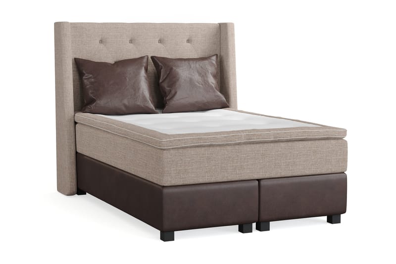 Cuba Sängpaket 140x200 med Två Bruna Kuddar - (+Fler val) Beige/Brun - Products - Möbler - Säng - Kontinentalsäng
