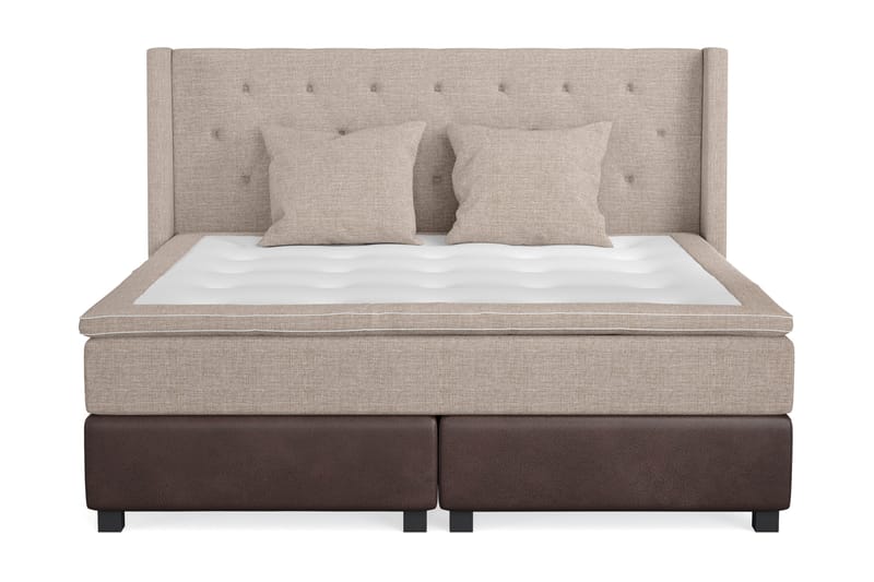 Cuba Sängpaket 210x210 med Två Beiga Kuddar - (+Fler val) Beige/Brun - Products - Möbler - Säng - Kontinentalsäng
