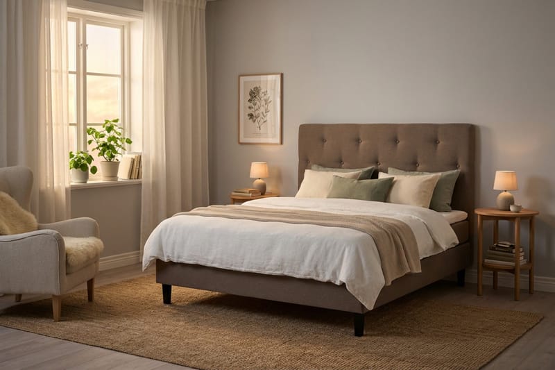 Dream Komplett Sängpaket 180x200 cm Assymetriska knappar - Brun - Products - Möbler - Säng - Kontinentalsäng