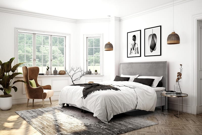 Faylor Lyx Velvet 180x200 cm - Ljusgrå - Products - Möbler - Säng - Kontinentalsäng