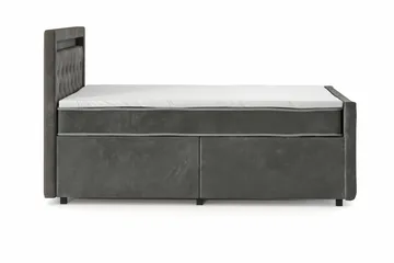 Franco Light Komplett Sängpaket med förvaring LED-belysning 120x200 cm - Grå - Products - Möbler - Säng - Säng med förvaring