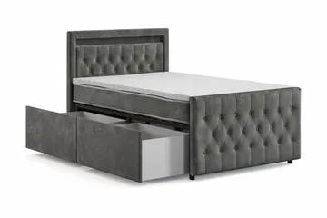 Franco Light Komplett Sängpaket med förvaring LED-belysning 120x200 cm - Grå - Products - Möbler - Säng - Säng med förvaring