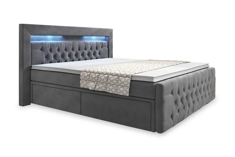 Franco Sängpaket med förvaring LED-belysning 140x200 cm - 140x200 Grå (+Fler val) - Products - Möbler - Säng - Säng med förvaring