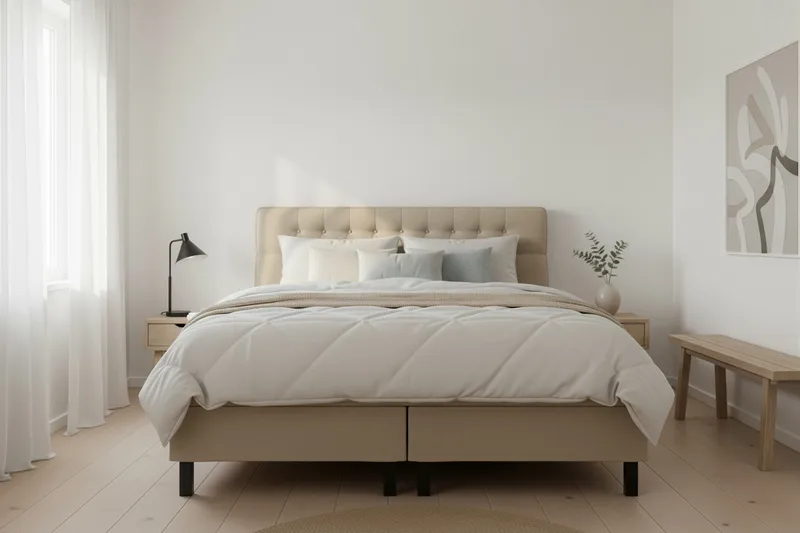 Hilton Komplett Sängpaket 160x200 cm Kontinentalsäng med diamant sänggavel - Beige - Products - Möbler - Säng - Kontinentalsäng