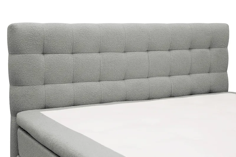 Hilton Komplett Sängpaket 160x200 cm Kontinentalsäng med rutad sänggavel - Grå / Teddy - Products - Möbler - Säng - Kontinentalsäng