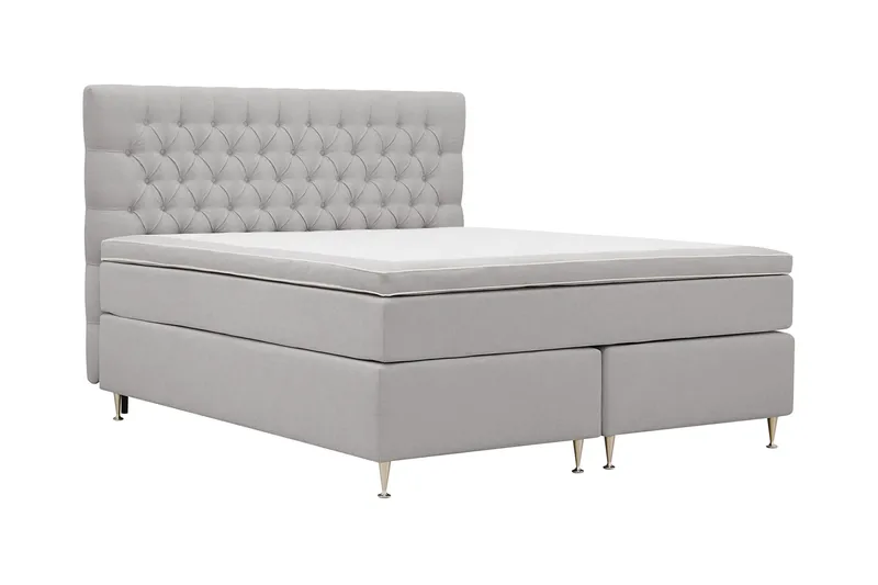 Hilton Lyx Komplett Sängpaket 160x200 cm Kontinentalsäng med knappad sänggavel - Grå - Products - Möbler - Säng - Kontinentalsäng