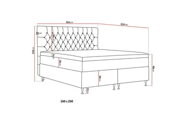 Hilton Lyx Komplett Sängpaket 160x200 cm Kontinentalsäng med knappad sänggavel - Grå - Products - Möbler - Säng - Kontinentalsäng