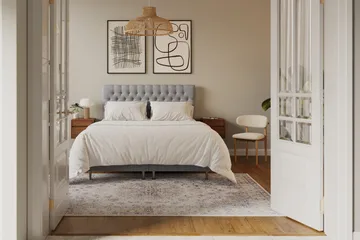 Hilton Lyx Komplett Sängpaket 160x200 cm Kontinentalsäng med knappad sänggavel - Grå - Products - Möbler - Säng - Kontinentalsäng