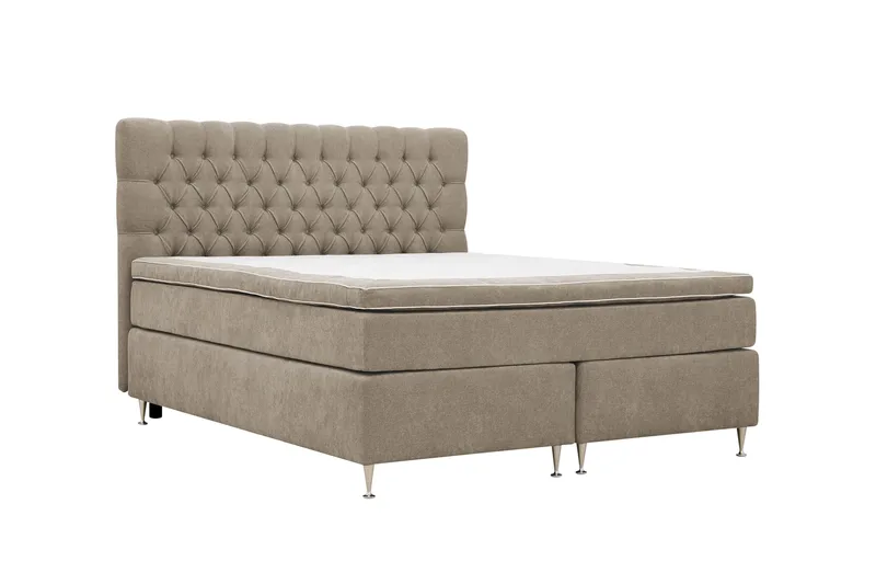 Hilton Lyx Komplett Sängpaket 160x200 cm Kontinentalsäng med knappad sänggavel i chenille - Brun - Products - Möbler - Säng - Kontinentalsäng