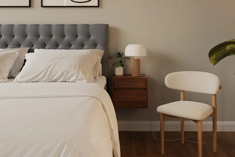 Hilton Lyx Komplett Sängpaket 160x200 cm Kontinentalsäng med knappad sänggavel i sammet - Ljusgrå / Sammet - Products - Möbler - Säng - Kontinentalsäng