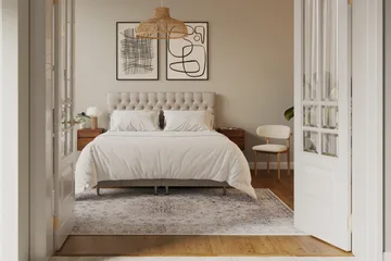 Hilton Lyx Komplett Sängpaket 180x200 cm Kontinentalsäng med knappad sänggavel - Beige - Products - Möbler - Säng - Kontinentalsäng