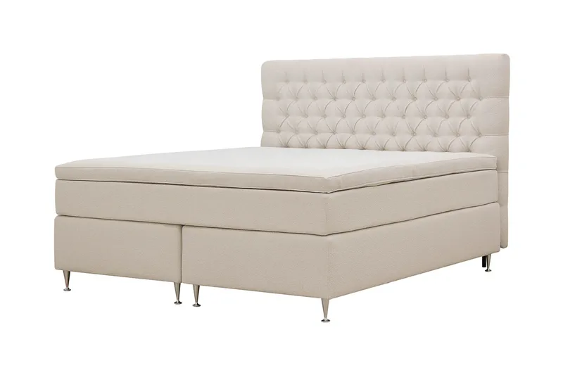 Hilton Lyx Komplett Sängpaket 180x200 cm Kontinentalsäng med knappad sänggavel i bouclé - Ivory / Bouclé - Products - Möbler - Säng - Kontinentalsäng
