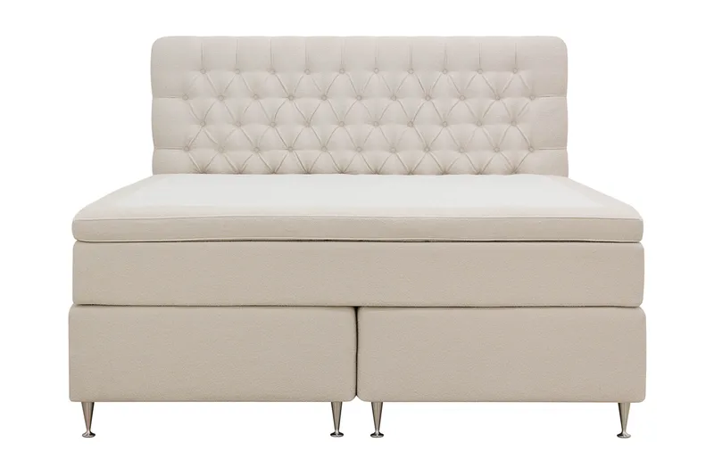 Hilton Lyx Komplett Sängpaket 180x200 cm Kontinentalsäng med knappad sänggavel i bouclé - Ivory / Bouclé - Products - Möbler - Säng - Kontinentalsäng
