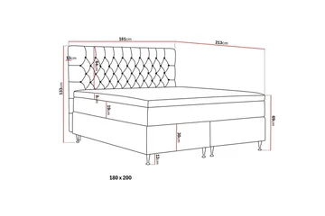 Hilton Lyx Komplett Sängpaket 180x200 cm Kontinentalsäng med knappad sänggavel i sammet - Ljusgrå - Products - Möbler - Säng - Kontinentalsäng