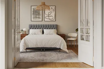 Hilton Lyx Komplett Sängpaket 180x200 cm Kontinentalsäng med knappad sänggavel i sammet - Ljusgrå - Products - Möbler - Säng - Kontinentalsäng