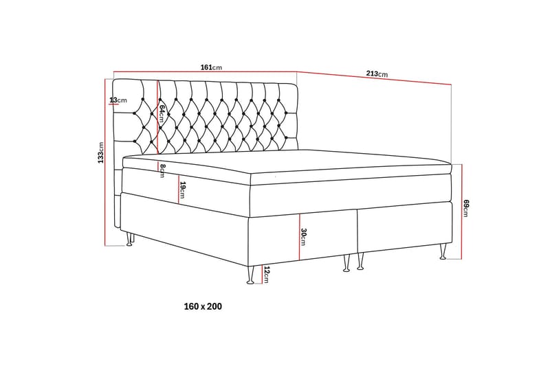 Hilton Lyx Kontinentalsäng 160x200 cm - Grå - Products - Möbler - Säng - Kontinentalsäng