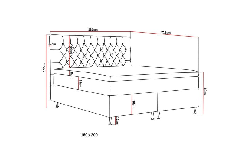 Hilton Lyx Kontinentalsäng 160x200 cm - Grå - Products - Möbler - Säng - Kontinentalsäng