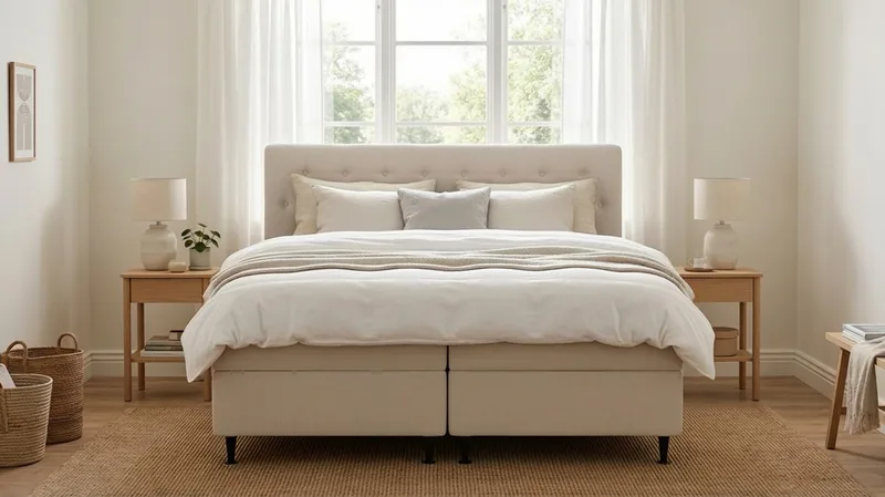 Hilton Plus Komplett Sängpaket med Förvaring 160x200 cm - Ljusbeige - Products - Möbler - Säng - Säng med förvaring