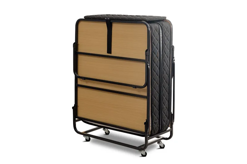 Hopfällbar Sängram 90x200 cm, Svart/Natur