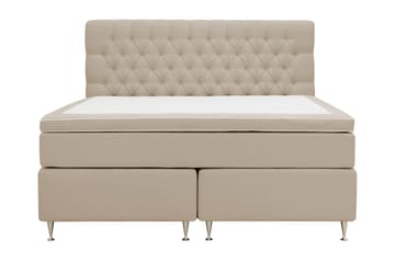 HVILA Lyx Komplett Sängpaket 160x200 cm Kontinentalsäng med knappad sänggavel, Beige