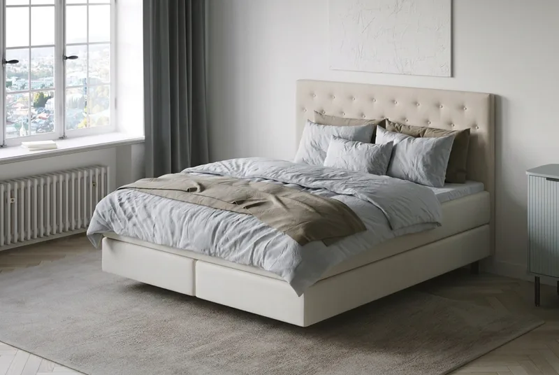 HVILA Premium Sängpaket Kontinentalsäng 180x200 cm med svävande effekt inkl. Bäddmadrass i Polyeterskum Mjuk/Medium med Tvättbar klädsel - Mjuk/Medium - Products - Möbler - Säng - Komplett sängpaket